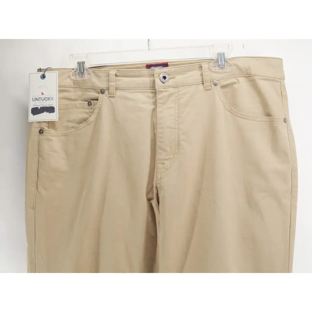 NWT UNTUCKit 5-Pocket Chino Pants Mens 35x32 Straight Fit Khaki Tan Stretch